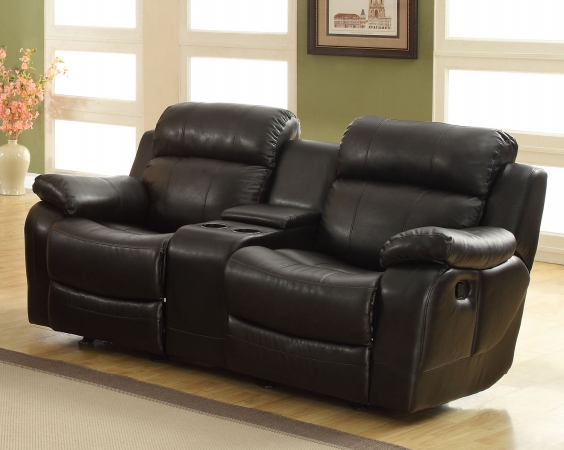 9724blk-2 Marille Rocking Reclining Love Seat With Center Console