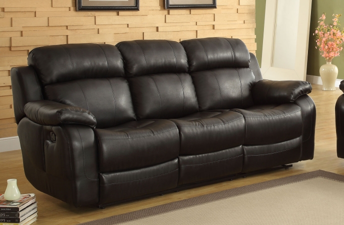 9724blk-3 Marille Reclining Sofa With Center Drop Down Cup Holders