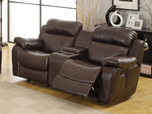 9724brw-2 Marille Rocking Reclining Love Seat With Center Console