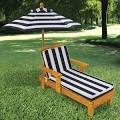 00105 Outdoor Chaise With Umbrella & Navy Stripe Fabric