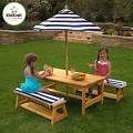 00106 Outdoor Table & Chair Set With Cushions & Navy Stripes