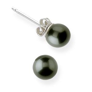 17377 Sterling Silver Genuine Black Shell Pearl Earrings