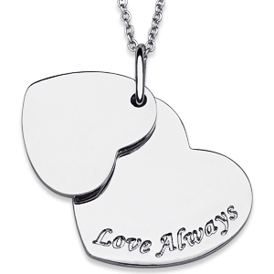 22697 Platinum Plated Love Always Double Heart Necklace