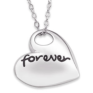 22195 Sterling Silver Forever Heart Sentiment Necklace