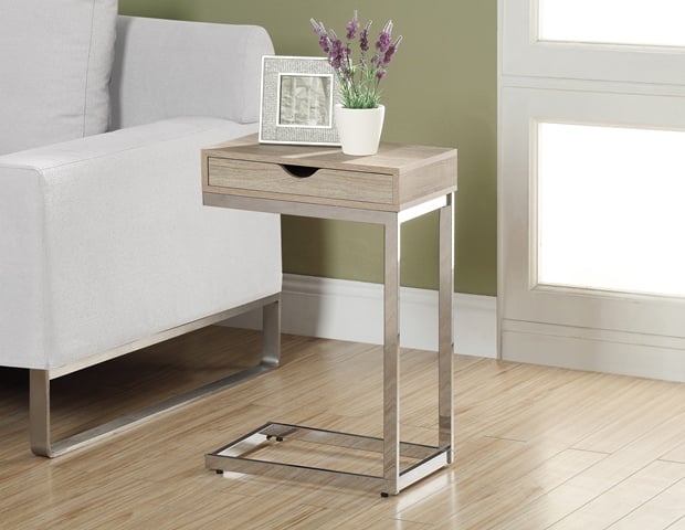 Natural Reclaimed-look - Chrome Metal Accent Table