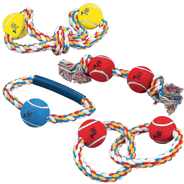 Rope Toys With Tennis Balls 13 In Bone-2 Balls