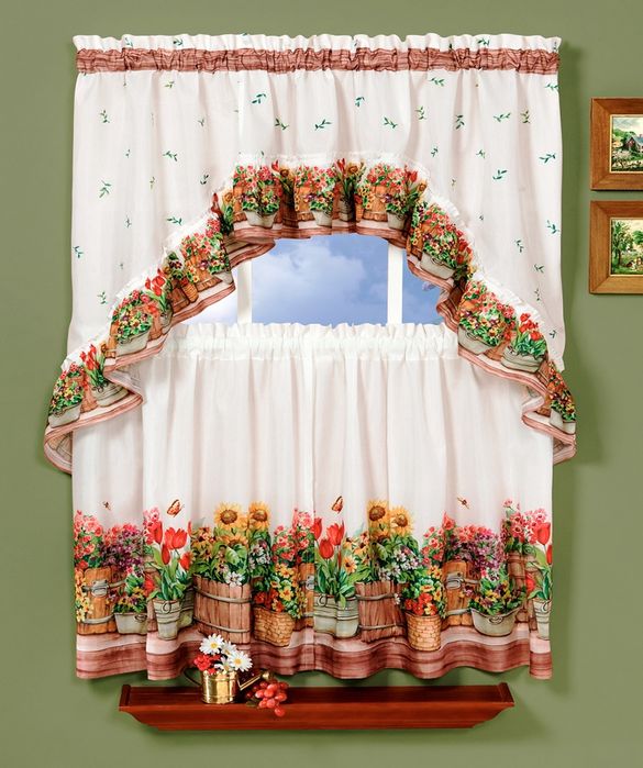 Achim Cgts36mu06 Country Garden- Tier & Swag Set - 57 In. X 36 In. Tier Pair-57 In. X 30 In. Swag