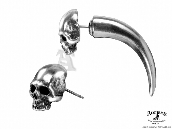 Alchemy Gothic E320 - Tomb Skull Horn -earrings
