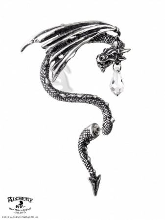 Alchemy Gothic E330 - Crystal Dragon Ear Wrap -earrings