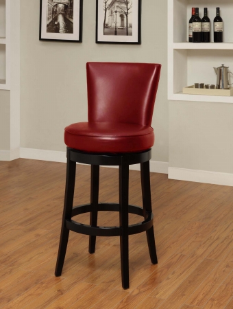 Boston Swivel Barstool In Red Bicast Leather 30 In. Seat Height - Red