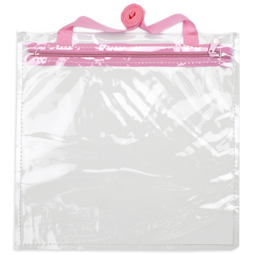 Mchb-001 12 In. X 12 In. Clear Hand Bag With Pink Shoulder Strap
