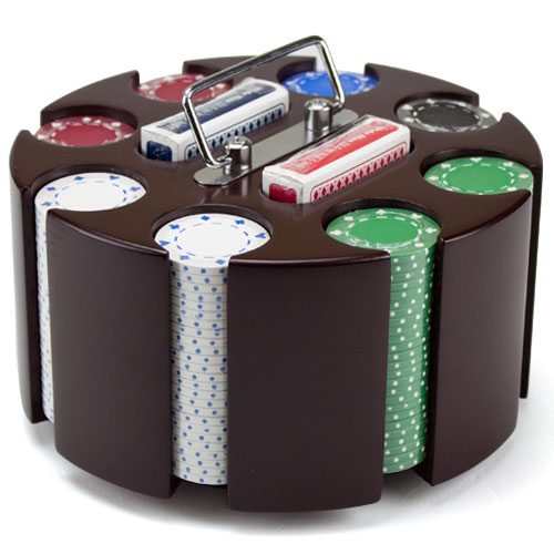 Cssp-200c-r 11.5 Gram Suited Poker Chip Set In Wooden Carousel Case