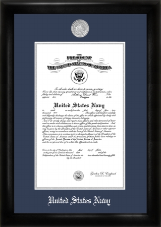 Campus Image Nacs002 Navy Commission Frame Silver Medallio