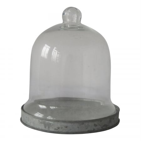 Fp-3619a Low Round Glass Terrarium With Metal Plate - Silver