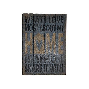 Fp-3478 Wooden Wall Art With Love Quote - Black, White, Blue, Brown