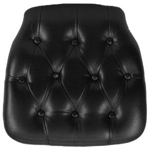 Sz-tuft-black-gg Hard Black Tufted Vinyl Chiavari Chair Cushion