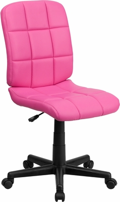 Go-1691-1-pink-gg Mid-back Pink Quilted Vinyl Task Chair
