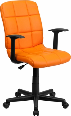 GO-1691-1-ORG-A-GG Mid-Back Orange Quilted Vinyl Task Chair with Nylon Arms