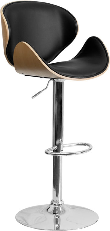 Beech Bentwood Adjustable Bar Stool - Black Vinyl - Kids Foam Chair