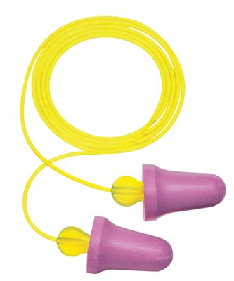 No-touch Corded Push-to-fit Earplugs, Hearing Conservation P2001 100 Per Case