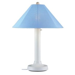 Concepts 39641 Catalina Table Lamp 39641 With 3 In. White Body And Sky Blue Sunbrella Shade Fabric - White