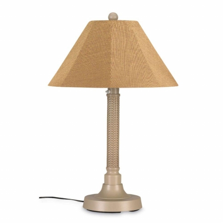Concepts 26155 Bahama Weave 34 In. Table Lamp 26155 With 2 In. Mojavi Wicker Body, Bisque Base And Straw Linen Sunbrella Shade Fabric
