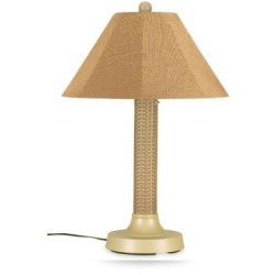 Concepts 26175 Bahama Weave 34 In. Table Lamp 26175 With 3 In. Mojavi Wicker Body, Bisque Base And Straw Linen Sunbrella Shade Fabric