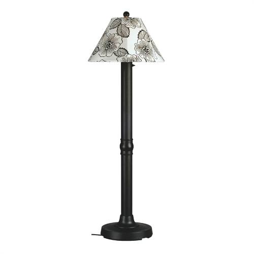 Concepts Seaside Floor Lamp With 3 In. Black Body And Antique Beige Linen Sunbrella Shade Fabric - Black
