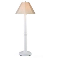 Concepts Seaside Floor Lamp With 3 In. White Body And Antique Beige Linen Sunbrella Shade Fabric - White