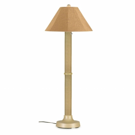Concepts 26165 Bahama Weave 60 In. Floor Lamp 26165 With 3 In. Mojavi Wicker Body, Bisque Base And Straw Linen Sunbrella Shade Fabric