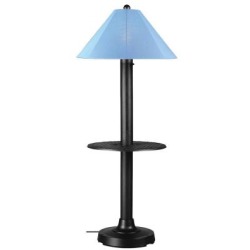 Concepts 39690 Catalina Floor Table Lamp 39690 With 3 In. Black Body And Sky Blue Sunbrella Shade Fabric - Black