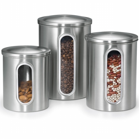 Polder 3346-75rm Polder Set Of 3 Vertical Window Canisters