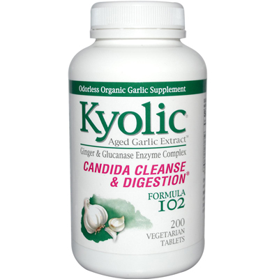 Kyolic Aged Garlic Extract Candida Cleanse And Digestion Formula 102 - 200 Vegetarian Tablets
