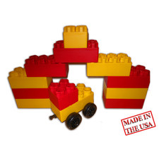 00214-3 20pc Jumbo Blocks With Wheels Garage-car Play Set