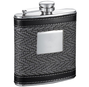 Vf5047 Helix Grey And Black Leather 6oz Hip Flask