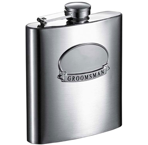 Vf5060 Groomsman Ribbon 6 Oz Brushed Steel Flask