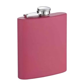 Flamingo 6 Ounce Pink Coated Stainless Steel Flask