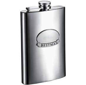 Vf5062 Best Man Ribbon 8 Oz Brushed Steel Flask