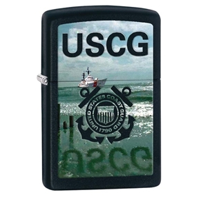 28519 U.s. Coast Guard Black Matte Lighter