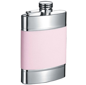 Vf6005 Wickeln 6 Oz Pink Leatherette And Brushed Metal Hip Flask
