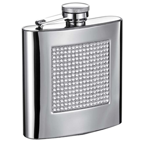 Vf6017 Vierkant 6 Oz Bling Mirrored Hip Flask With Rhinestones