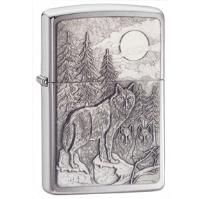 20855 Timberwolves Emblem Brushed Chrome Lighter