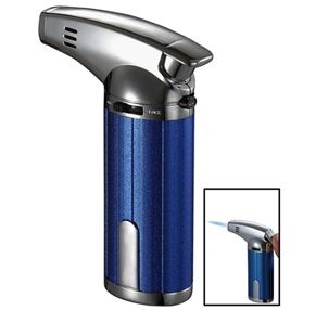 Vlr101503 Fiamma Blue And Chrome Mini Wind-resistant Jet Flame Table Cigar Lighter