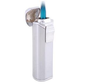 Trio Satin Finish Triple Flame Jet Flame Lighter With Built-in Cigar Punch