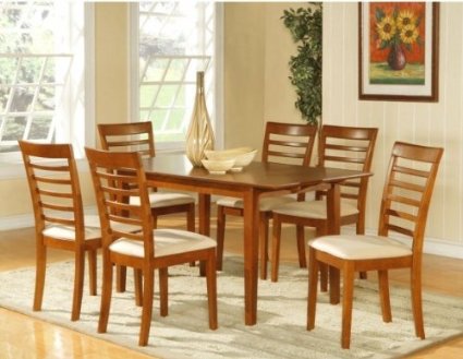 Wooden Imports Furniture Ps5-sbr-w 5pc Picasso Rectangular Table And 4 Wood Seat Chairs - Saddle Brown Finish