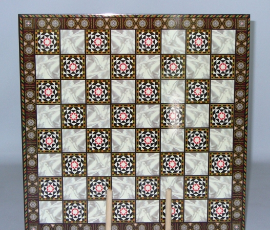 75814 Mosaic Design Decoupage Brd - Decoupage Wood Chess Board