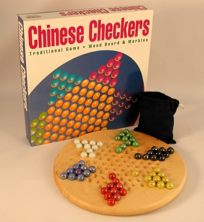 22760 Wood Round Chinese Checkers - Chinese Checkers