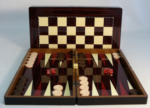 26207a 19 In. Simple Wood Grain With Chess Board - Decoupage Wood Backgammon