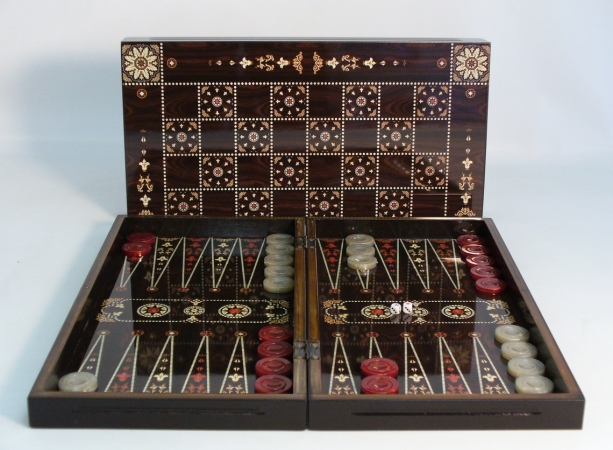 26211c Floral Decoupage Backgammon - Decoupage Wood Backgammon