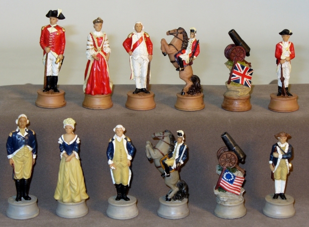 R75171 American Revolution Chessmen - Painted Resin Chessmen
